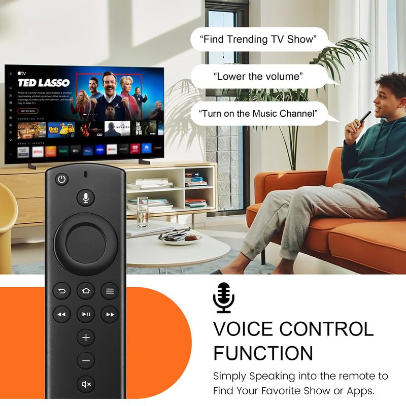 Image of Replacement Voice Remote Control Compatible with All Fire-Series TVs Stick & Cube,TVs Stick Lite /Stick (2nd Gen) /TVs Stick 4K /TVs Cube (1st /2nd Gen),and fit for Smart TVs 3rd Gen
