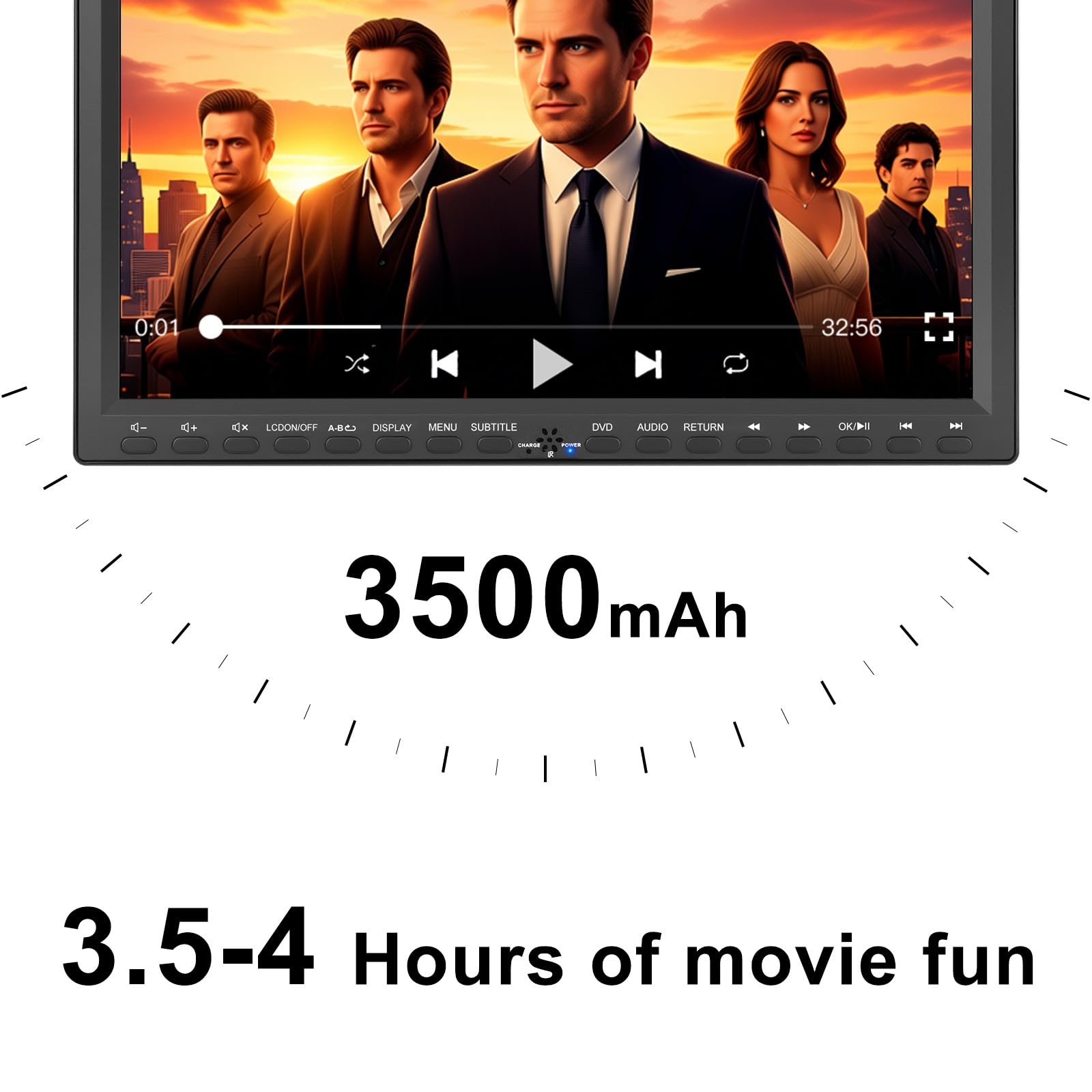 HotHat Lecteur DVD portable pour voiture, grand écran de 14,1", support pliable en acier inoxydable, support d'appui-tête, vidéo MP4 720p, USB/SD 500 G, sans région, entrée AV/sortie, haut-parleur