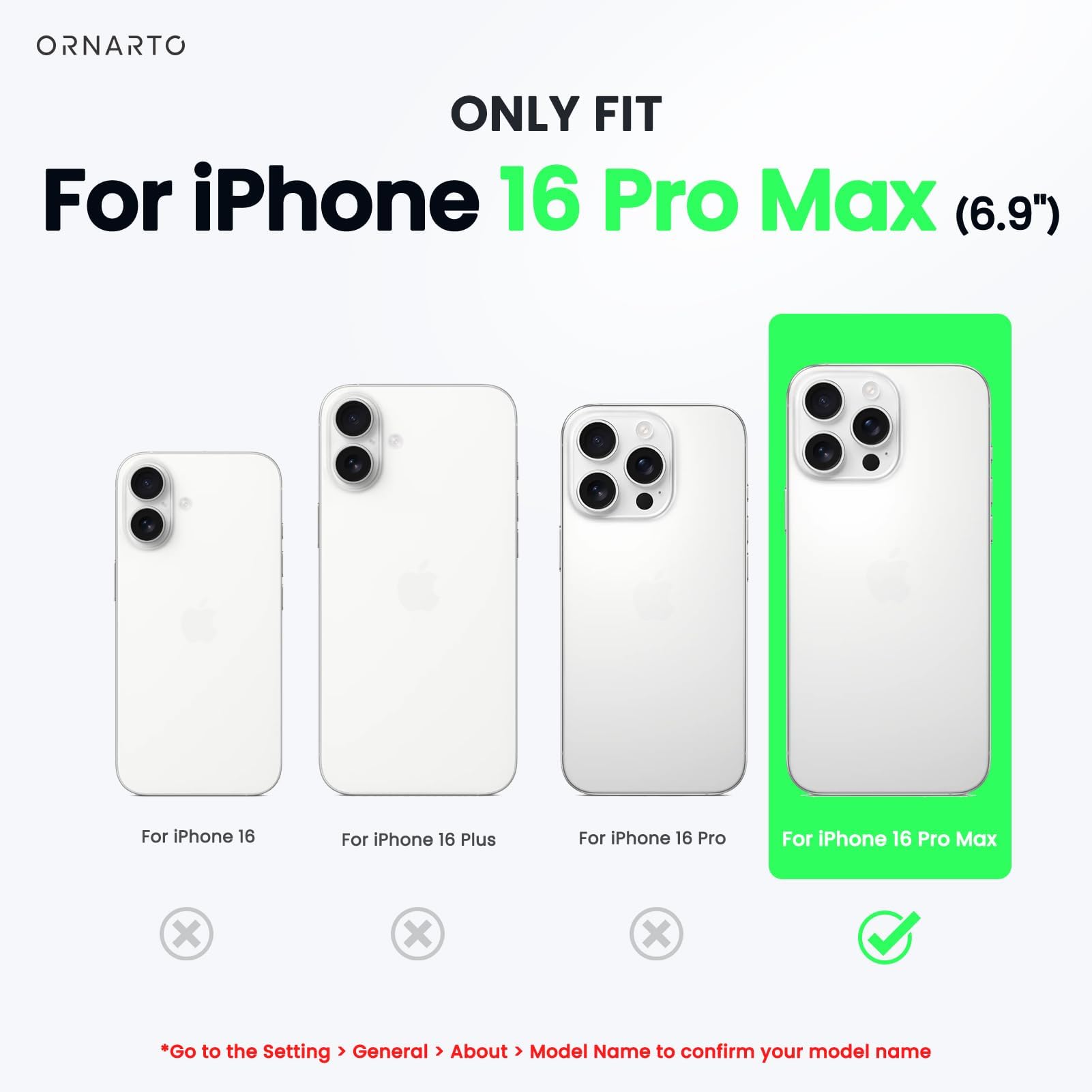 Amazon.com: ORNARTO Compatible with iPhone 16 Pro Max Case 6.9
