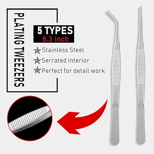 Miniatura 2 de 5 pinzas de chapado de 6.3 pulgadas, pinzas de alimentos para decoración de pasteles de galletas, hornearcocinar, pinzas de cocina de acero