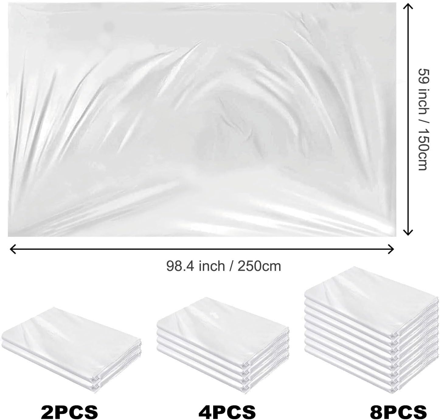 Balloon Transport Bags 8 Pack - 98.4"x59" Heavy-Duty Reusable Clear Plastic Bags for Large Inflated Balloons, Balloon Arch Storage, Party Decoration Supplies