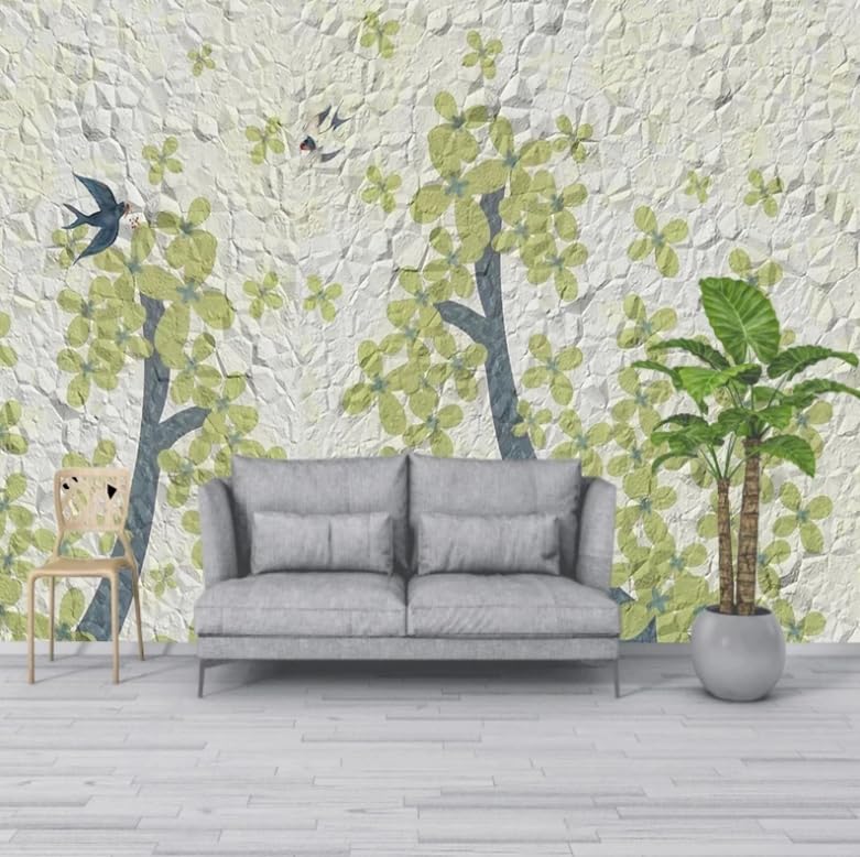 Papier peint dessin animé oiseaux 3D pour chambre d'enfant 200x140 cm