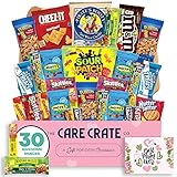 Small Mother's Day Snack Box (30 Piece Variety Gift Basket Care Package) Chips, Candy, Peanuts, Popcorn, Cookies, Gummy Snacks, Chocolates & More - The Care Crate Co.