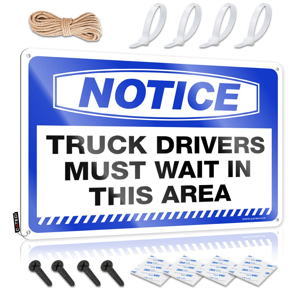 HELIOFORGE Funny Outdoor Decor Notice Truck Drivers Must Wait In This Area Tin Sign Funny Kitchen Decor Bar Posters(20X30CM)