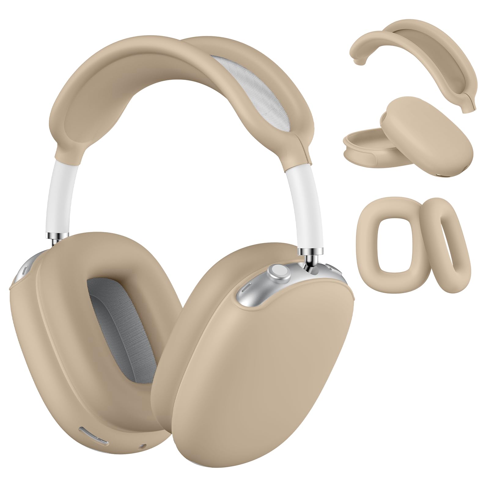 Maxjoy for AirPods Max, Soft Silicone Ear Cups Case/Ear Pad Case/Headband Cover, Anti-Scratch Protective Cover for Apple AirPods Max, Dark Khaki