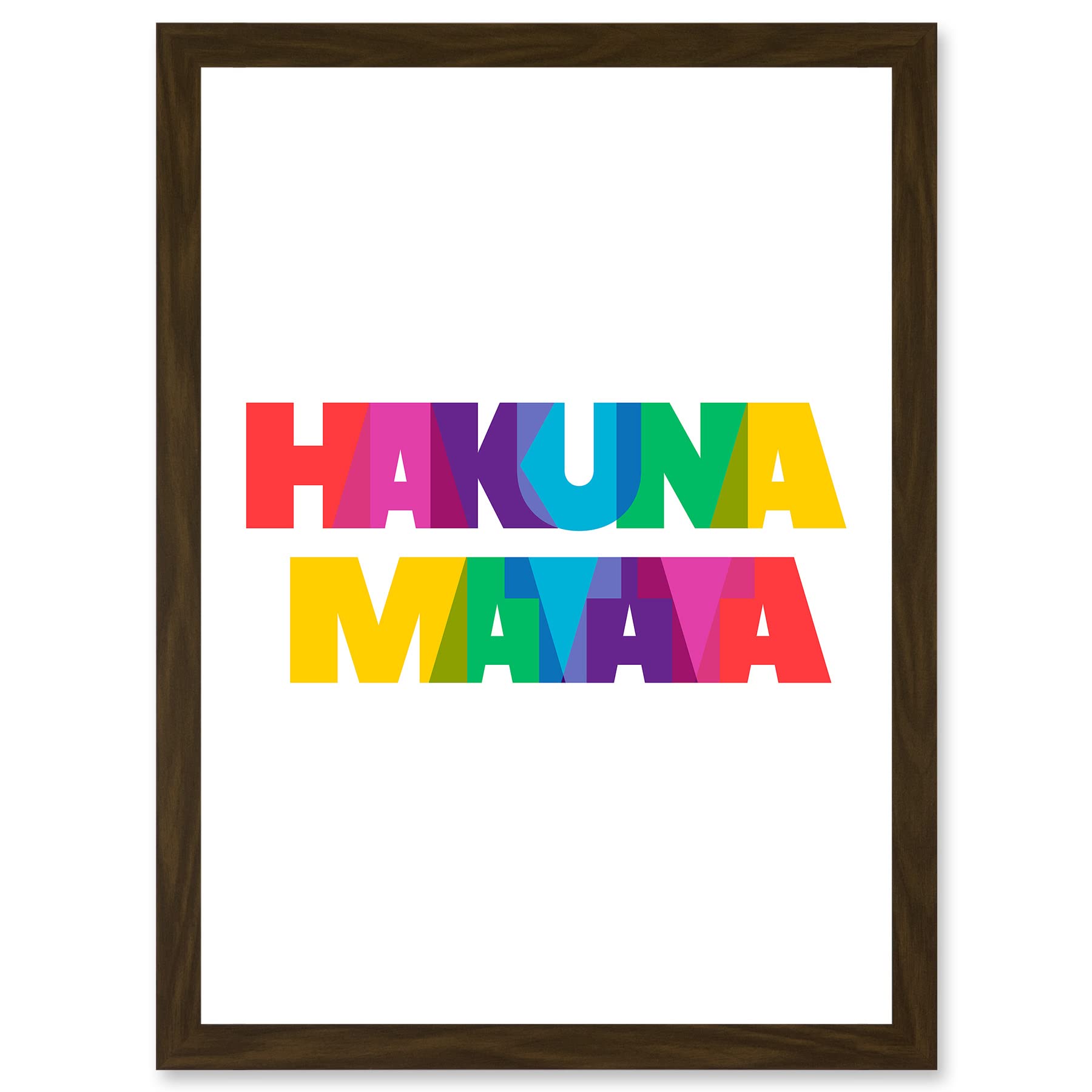 Wee Blue Coo Hakuna Matata Colourful No Worries Artwork Framed Wall Art Print A4