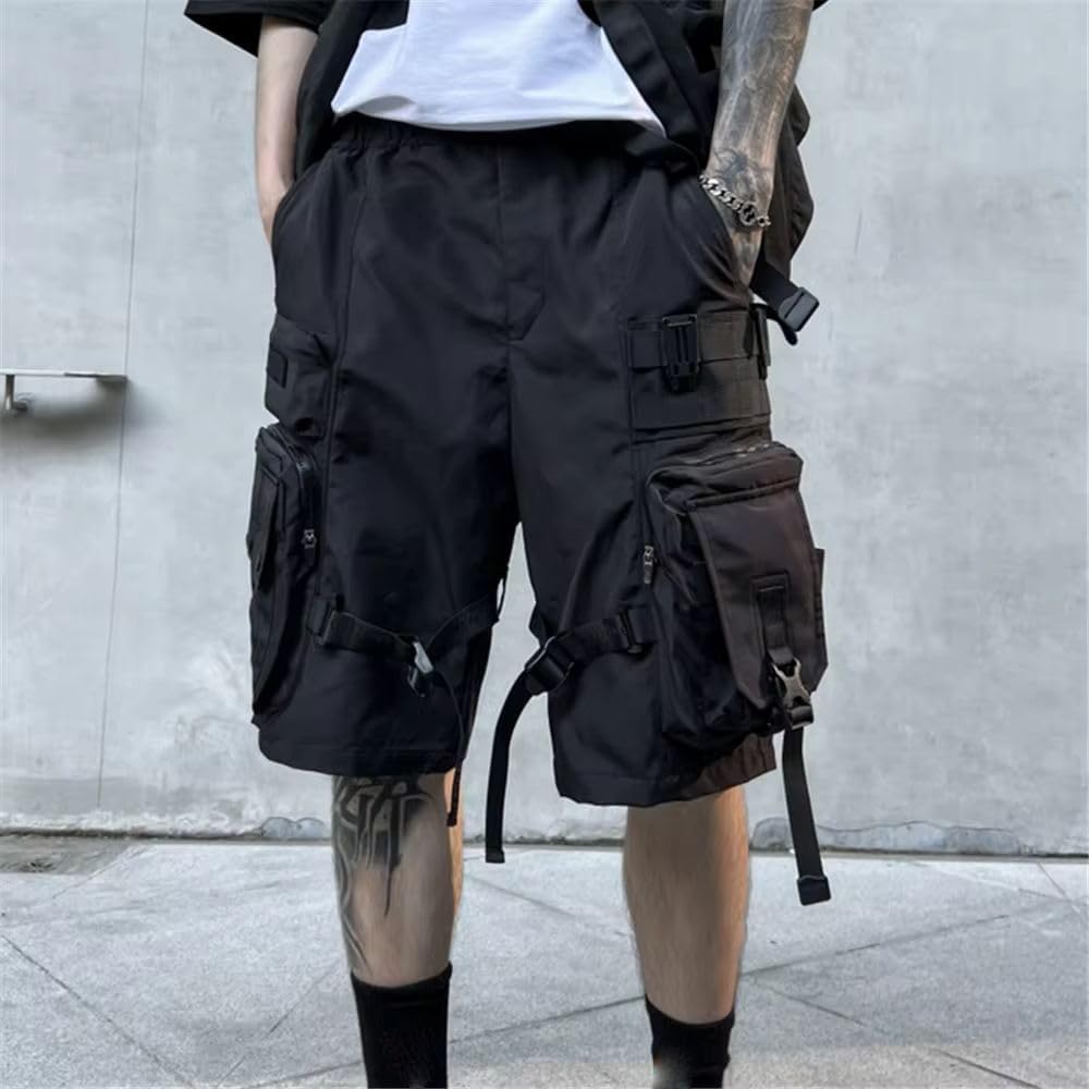 Knee Length Summer Tactical Cargo Shorts for Men Multi Pockets Hip Hop Streetwear