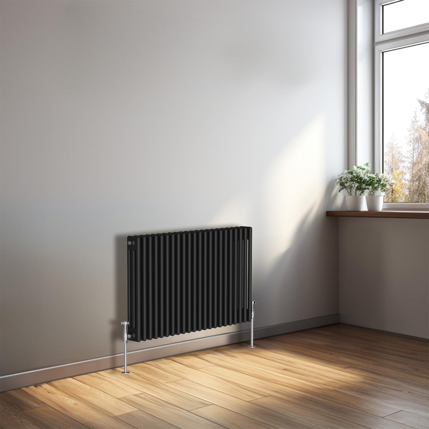Nrg Black 600 X 1010Mm Cast Iron Horizontal Radiator 3 Column Central Heating Rads