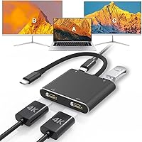 Vista 1 de USB C to Dual HDTV Adapter, Fophmo 4K@60Hz HDTV Splitter Extend Display for Dual Monitors, macOS Only Allows Mirror Mode, Windows Allows