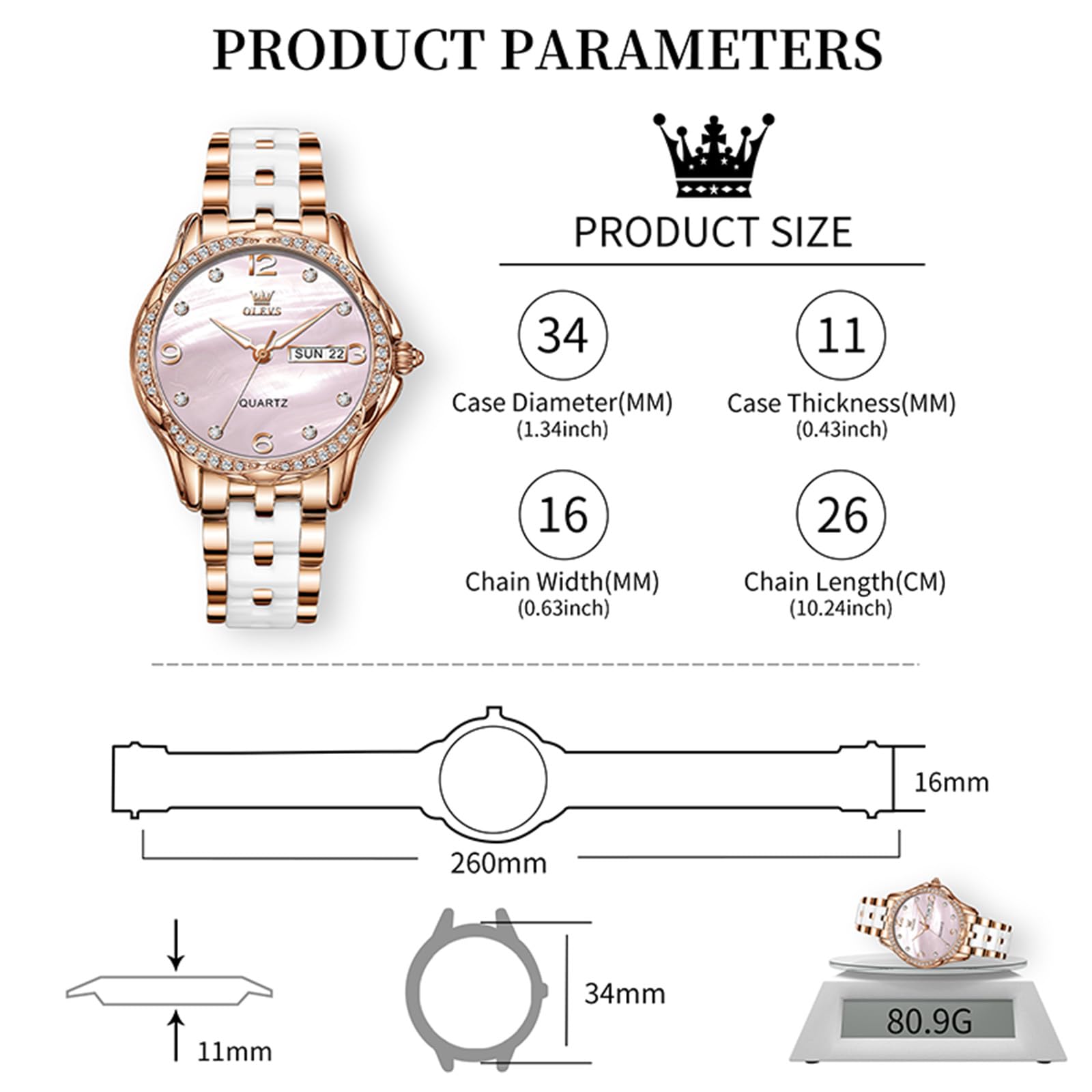 OLEVS Orologio da donna al quarzo in acciaio inossidabile con cinturino argento impermeabile 30 m luminoso cronografo quadrante multifunzione