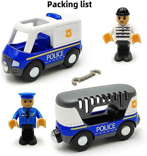 Vista 26 de Juego de trenes magnéticos y autos de madera, accesorios de tren de camión de bomberos para niños de 3 a 5 años, juegos de trenes de madera