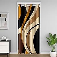 Vista 39 de Cortina de puerta con diseño de remolinos azules, negros y blancos, 1 panel de 34 pulgadas de ancho x 80 pulgadas de largo, cortinas opacas