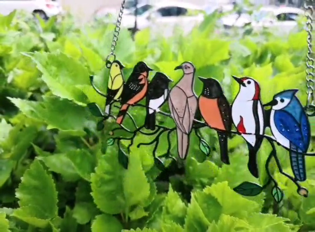 Decorazioni Uccelli In Vetro Colorato - Figure Da Scrivania Su Rametto Per Casa E Ufficio - Foto 6