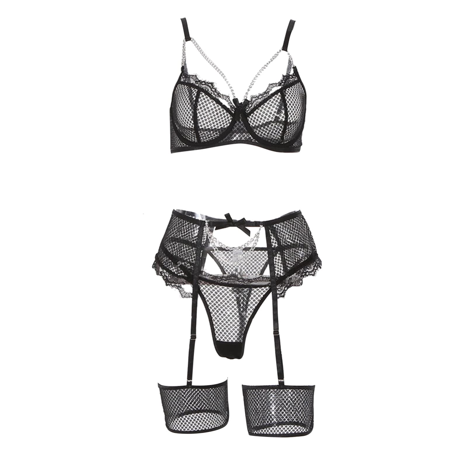 Frauen Dame Sexy Metallknopf Dessous Set Hohe Taille Nachtwäsche BH und Panty Zweiteilige Nachtwäsche Man Dessous Sexy Unterhose Für Frau Sexy Schlafanzug Frauen Babydoll Uebergroesse