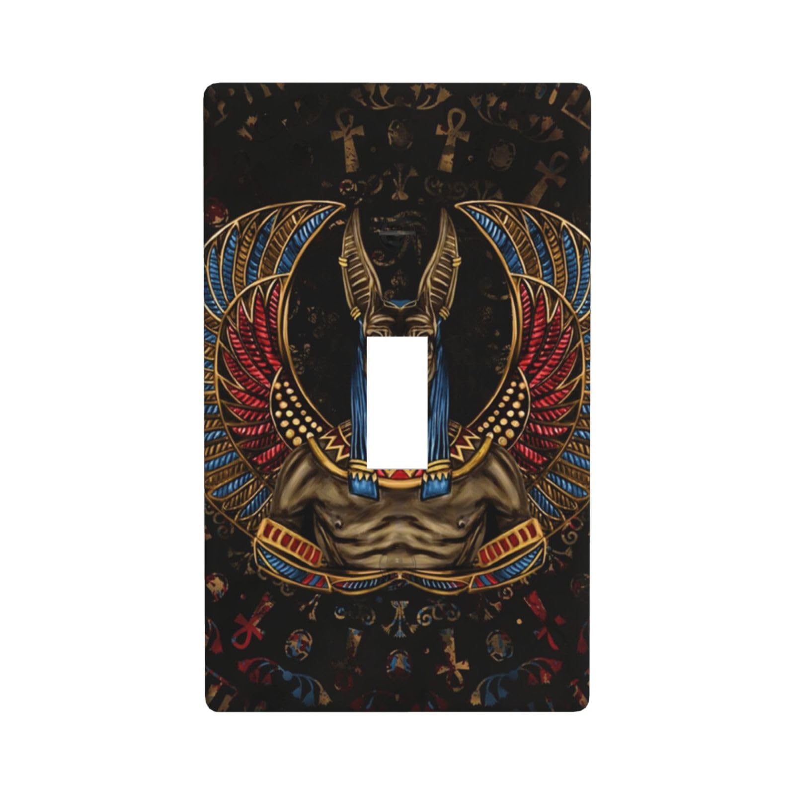 Ancient Egyptian God Anubis Egypt Light Switch Cover Decorative Single Toggle Wall Plate Electrical Faceplate for Home Bedroom Decor 4.50" x 2.76"