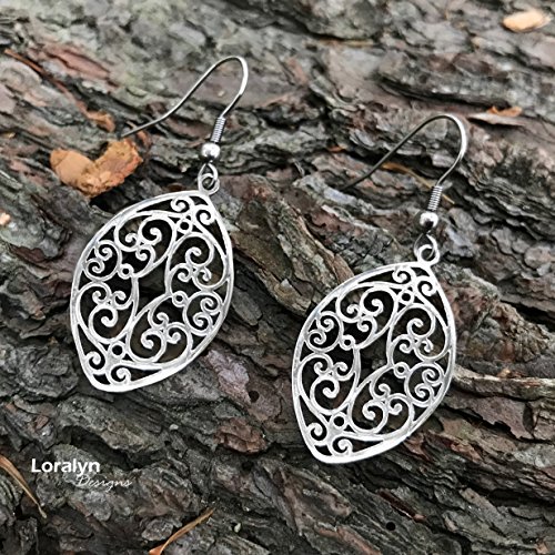 Stainless Steel Filigree Polished Leaf Dangle Cutout Earrings For Sensitive Ears Jewelry For Women #TOP2