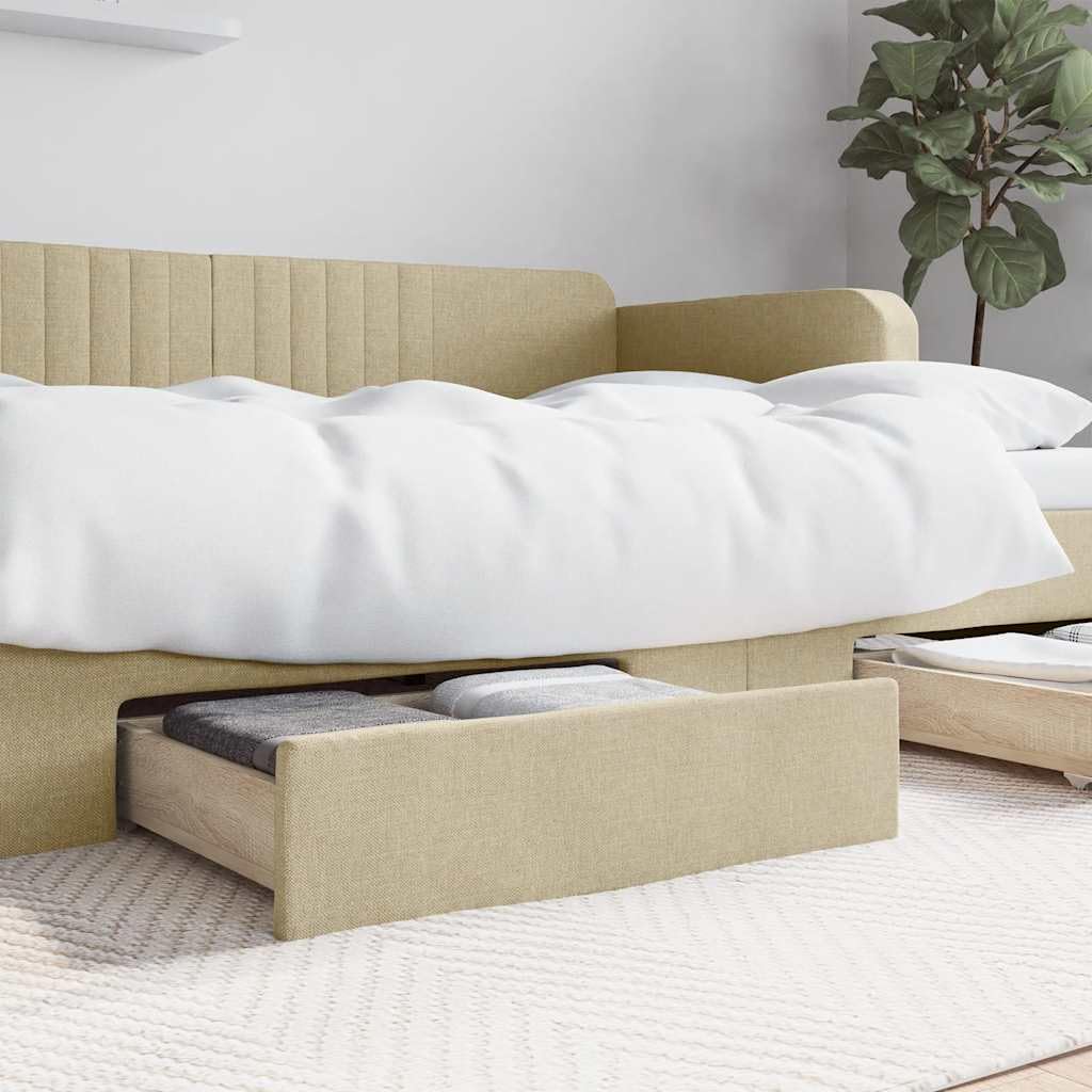 Genérico Cajones de Cama 2 uds Madera de ingeniería y Tela Color Crema,Camas y accesorios-833914