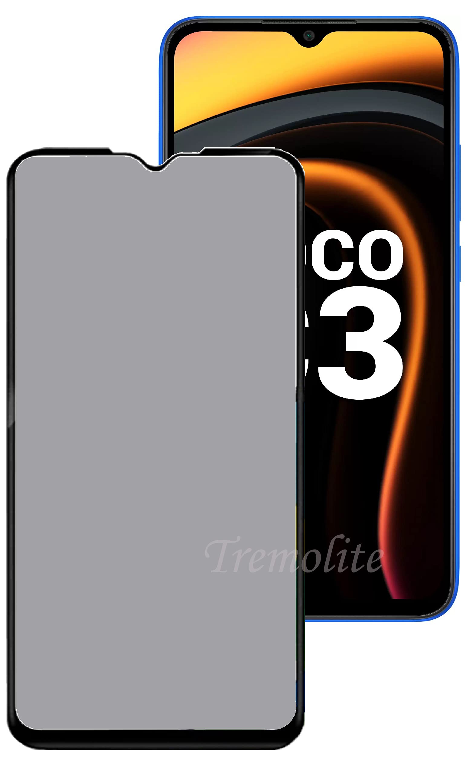 TremolitePremium 9H Matte Screen Protector Guard for POCO C3 With Full Screen Coverage Except Edges