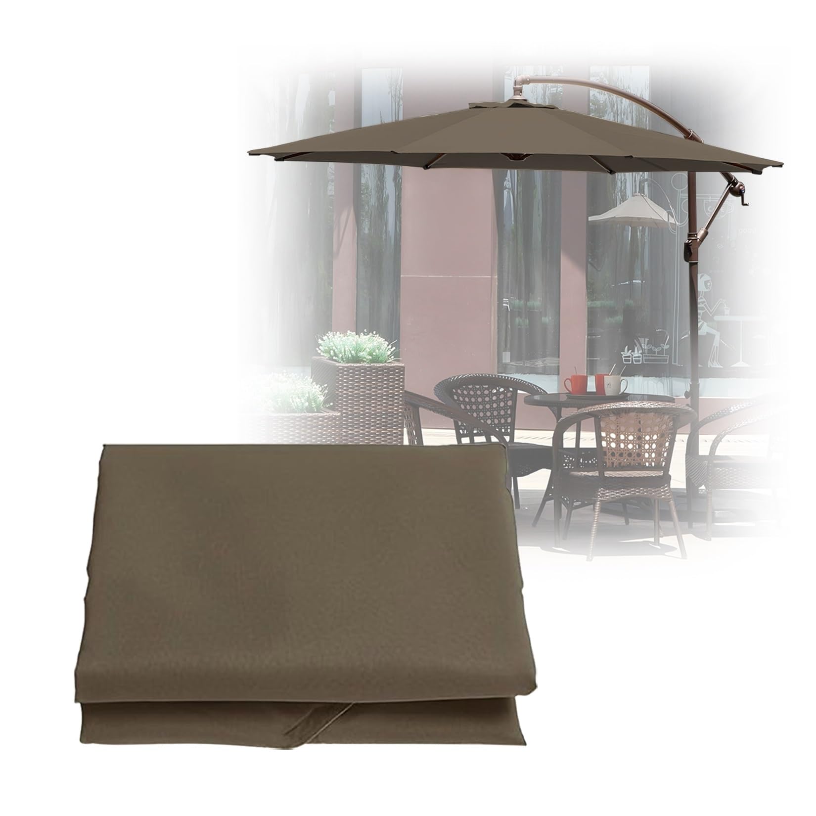 ESOYAWE Garden Parasol Covers Replacement Parasol Canopy, 6 Ribs 8 Ribs Patio Umbrella Replacement Canopy, Waterproof UV Protection Outdoor Parasol Fabric Replacement (Canopy Only)