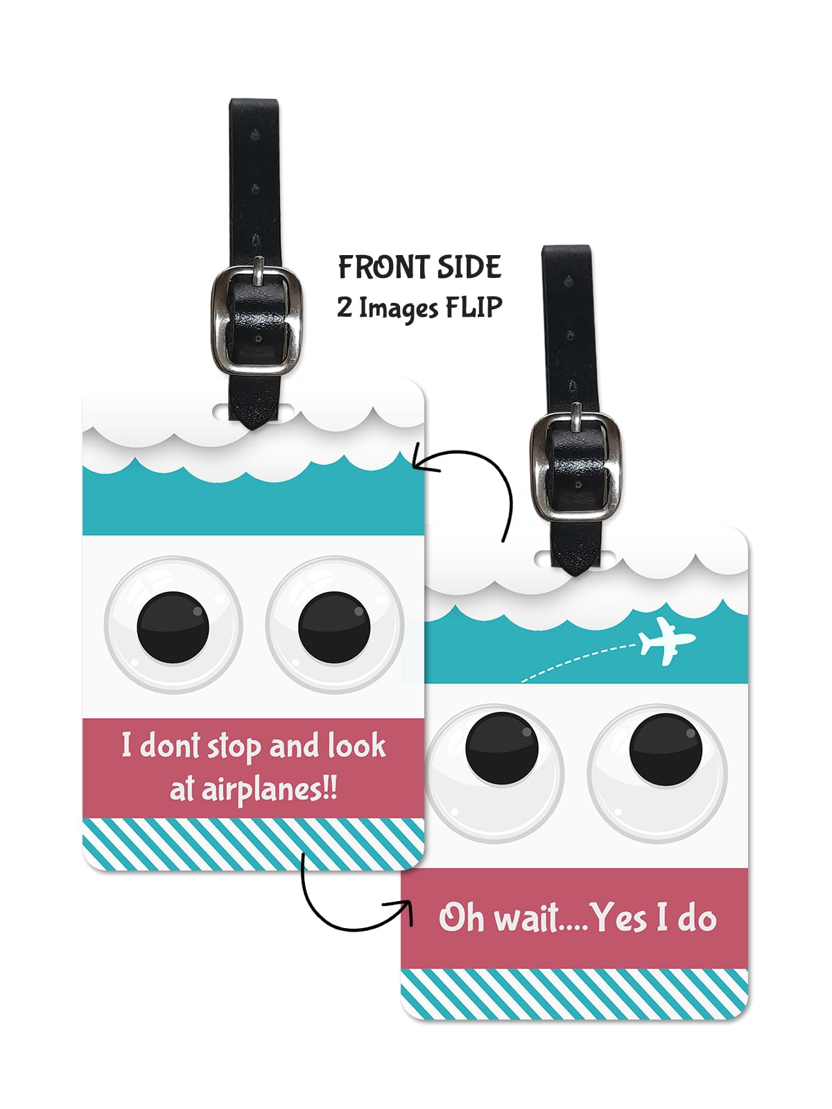 Lentikart 3D Lenticular Luggage Tag Set of 2 | Look at Sky Funny Quote | Luggage/Bag/Travel ID Label Tags for Suitcase & School Bags Set of 2-image-10