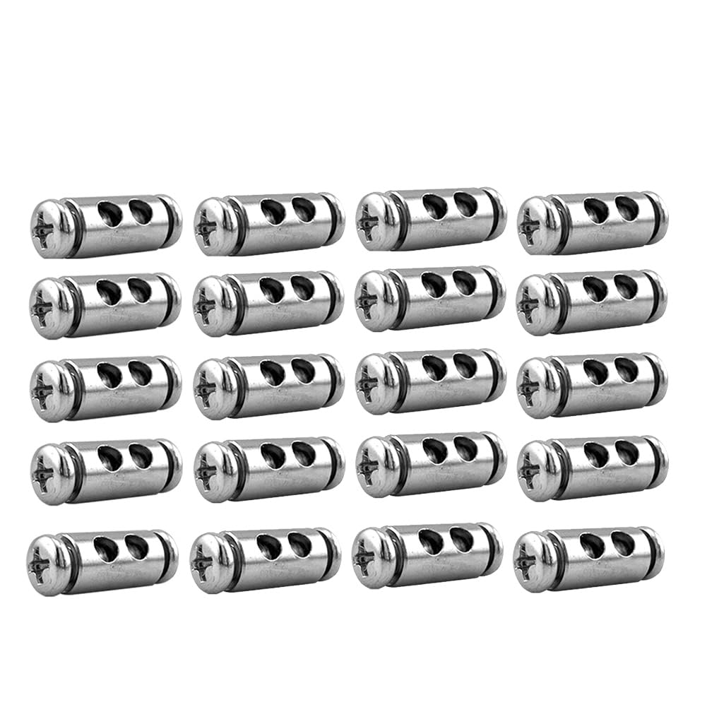 Osmond 20Pcs For 2/3Mm Adjustable Wire Rope Clip Double Hole Cable Clamp Thread Locker Clamps Screw Fixing Hardware Accessories