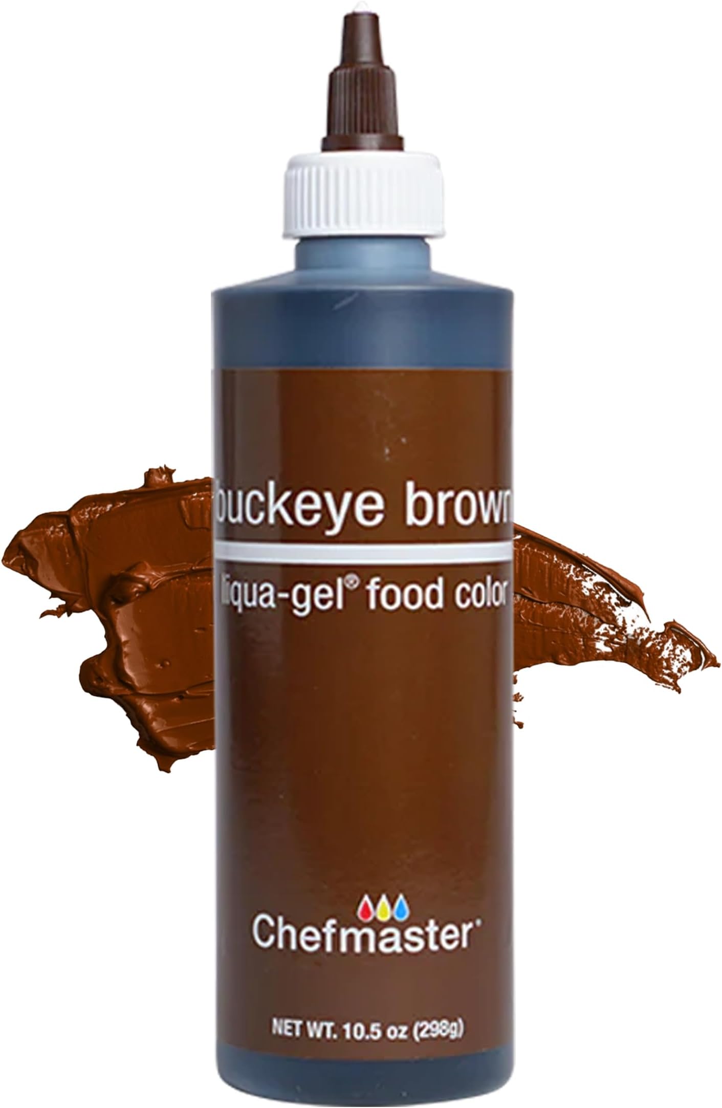 Buckeye Brown Liqua-Gel® Food Coloring | Vibrant Color | Professional-Grade Dye for Icing, Frosting, Fondant | Baking & Decorating | Fade-Resistant | Easy-to-Use | Made in USA | 10.5 oz