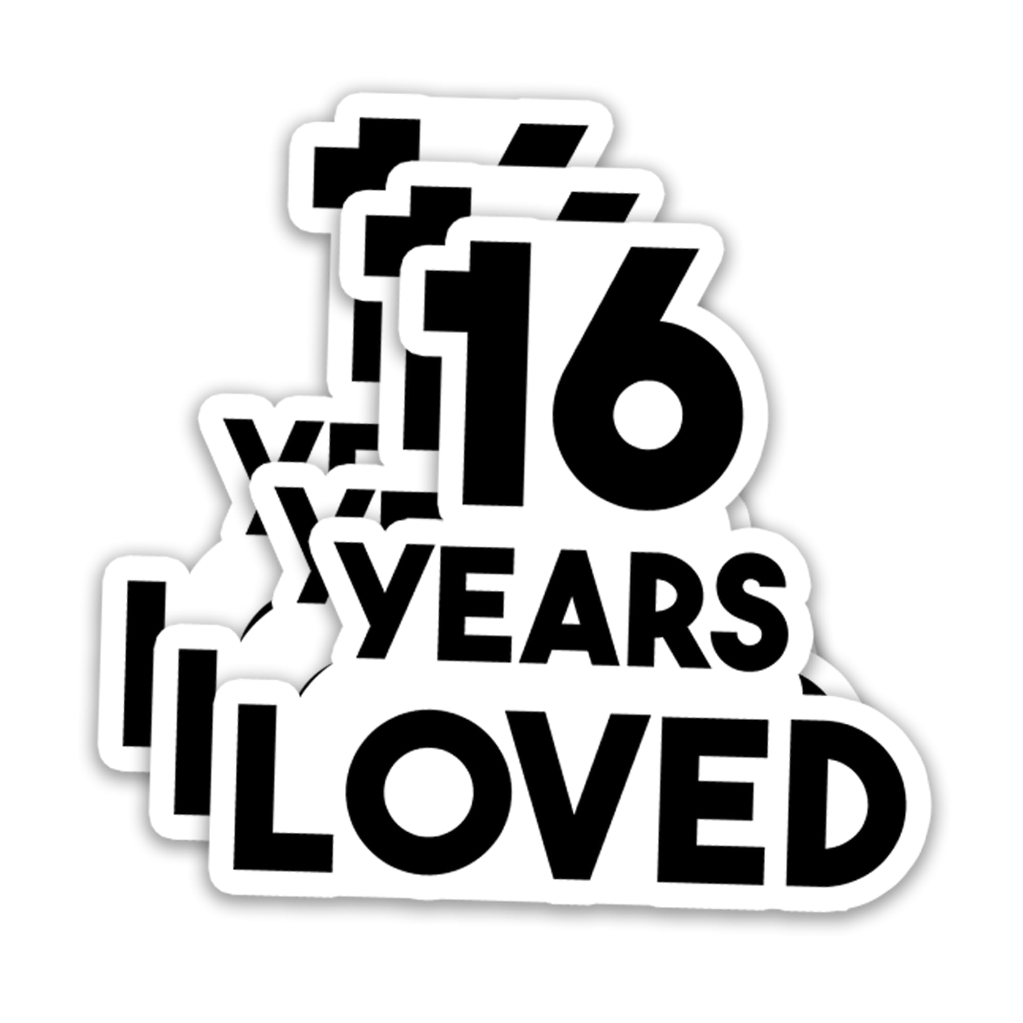 Photo 1 of (3Pcs) 16 Years Loved Sticker Happy 16th Birthday Stickers It's My 16th Birthday Waterproof Vinyl Decals for Water Bottles, Scrapbooks, Journals, 3 x 2.8 inch