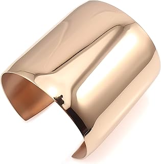 Stainless Steel Smooth Polished Open Cuff Bangle Bracelet for Women Lady...