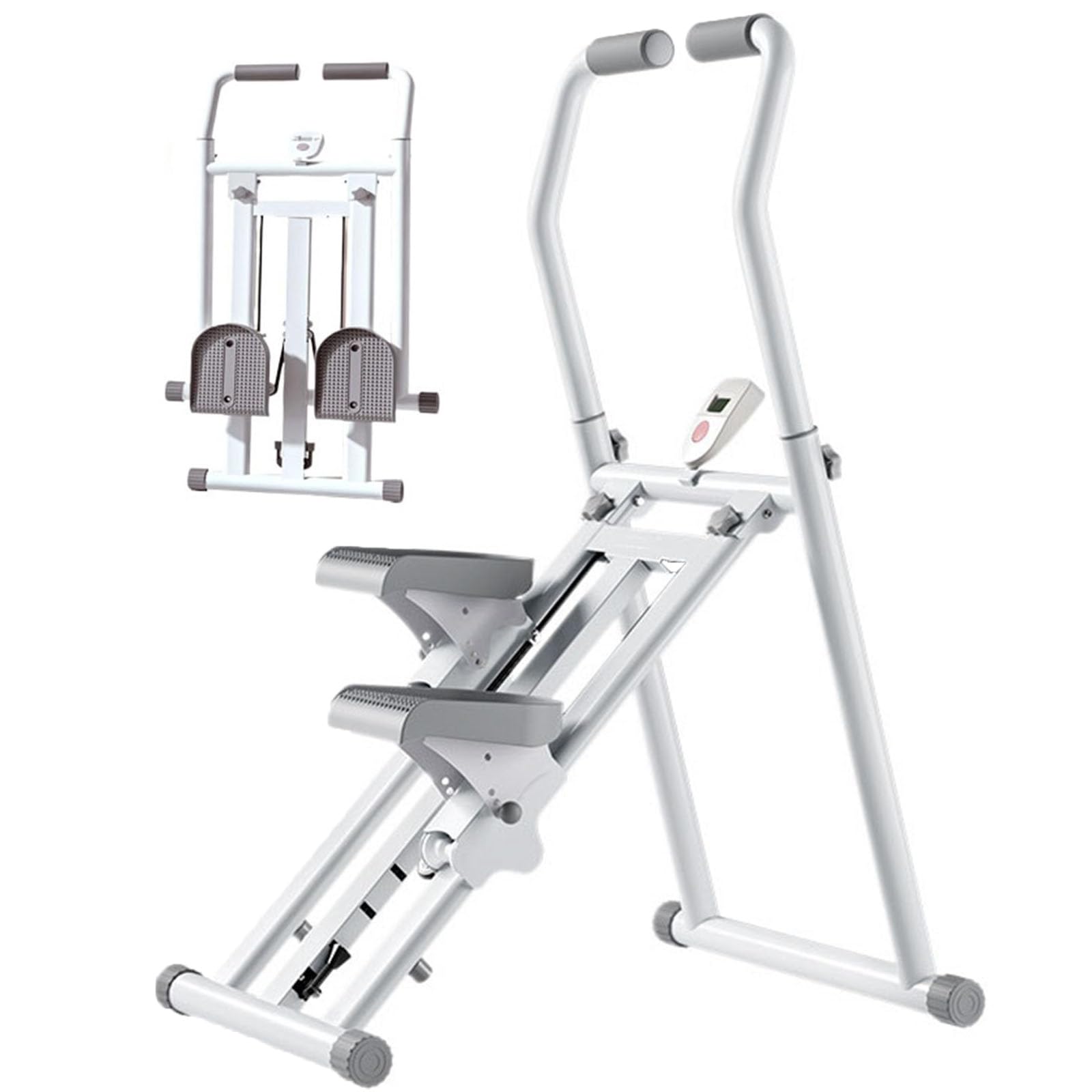 Stepper schodowy z inteligentnym miernikiem LED, regulowany opór i kierownicę do treningu całego ciała, nośność do 136 kg