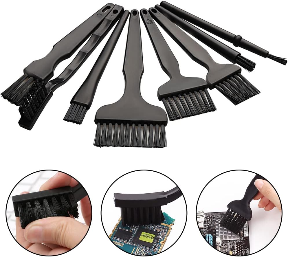 8 Pcs Keyboard Brush Small Anti Static Brushes Portable Nylon Brushes Cleaning Keyboard Brush Kit (Black)