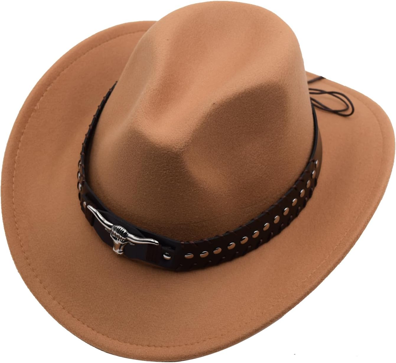 Unisex Western Cowboy Hat Fur Felt Cowgirl Hats Wide Brim with Belt Buckle - Image 6