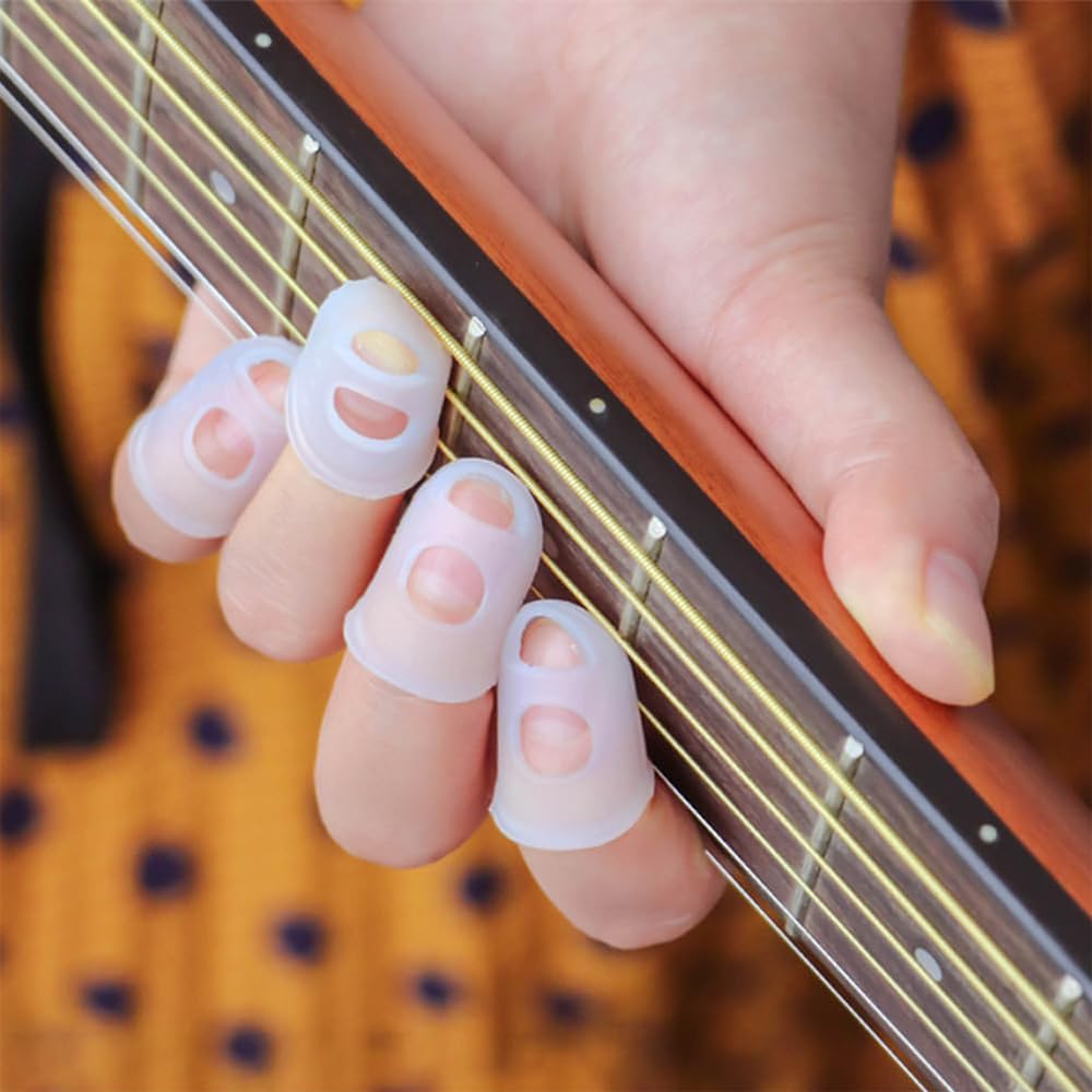 Protège Doigt Guitare - 30PCS Antidérapants 5 Tailles pour Débutants Guitare Ukulélé