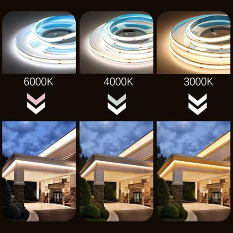 Image of COB Led Strip Lights, 16.5ft /5M Warm 3000K LED Strip Lighting, Cuttable Led Light Strip DC24V 512LEDS /M CRI 90Flexible Uniform Led Lights for Home,decr Lighting (Adapter,Controller Included)