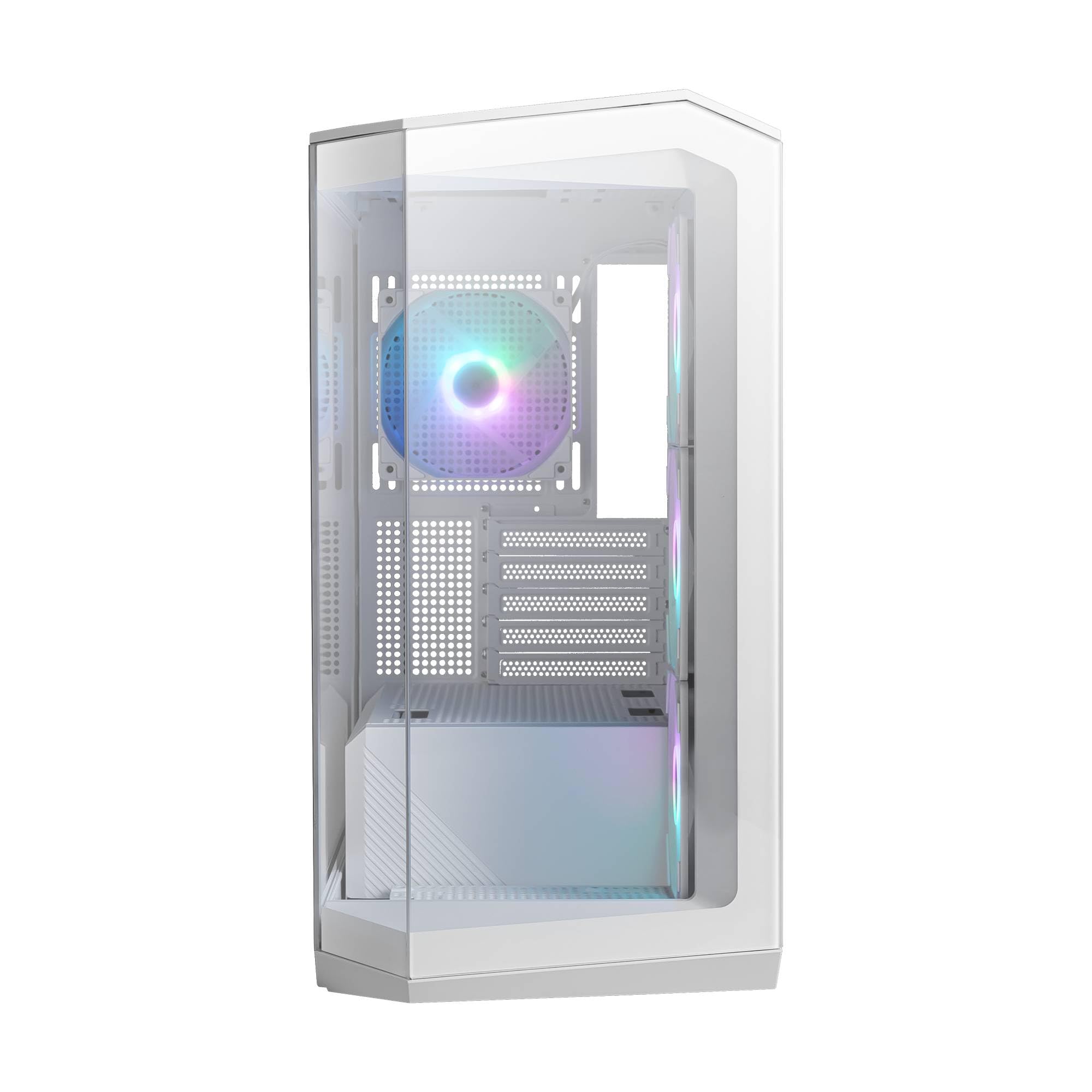MSI mag PANO M100L PZ White – Torre Gaming Micro-ATX Blanca con Panel Panorámico de Cristal, Ventilación Optimizada, Compatible con ARGB y Refrigeración Líquida – Caja PC Compacta