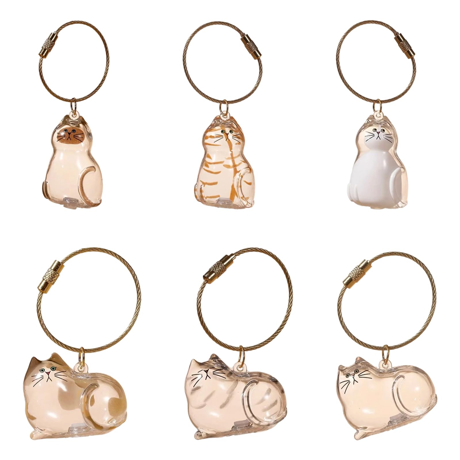 sodeber Clear Kitten Themed Storage Box Compactly Hair Collector Multiple Purpose Decorative Holder Keyring Clear Kitten Hair Storage Keyring