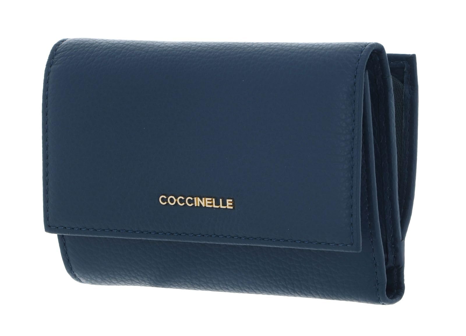 Coccinelle Cuir Porte-​Monnaie Metallic Soft Wallet Grainy Leather Deep Blue Bleu