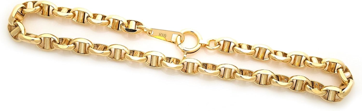 ブレスレット チェーン 18金 イエローゴールド 4面カット小豆チェーン 幅0.7mm｜鎖 K18 4℃ イエローゴールド ブレスレット☆*。