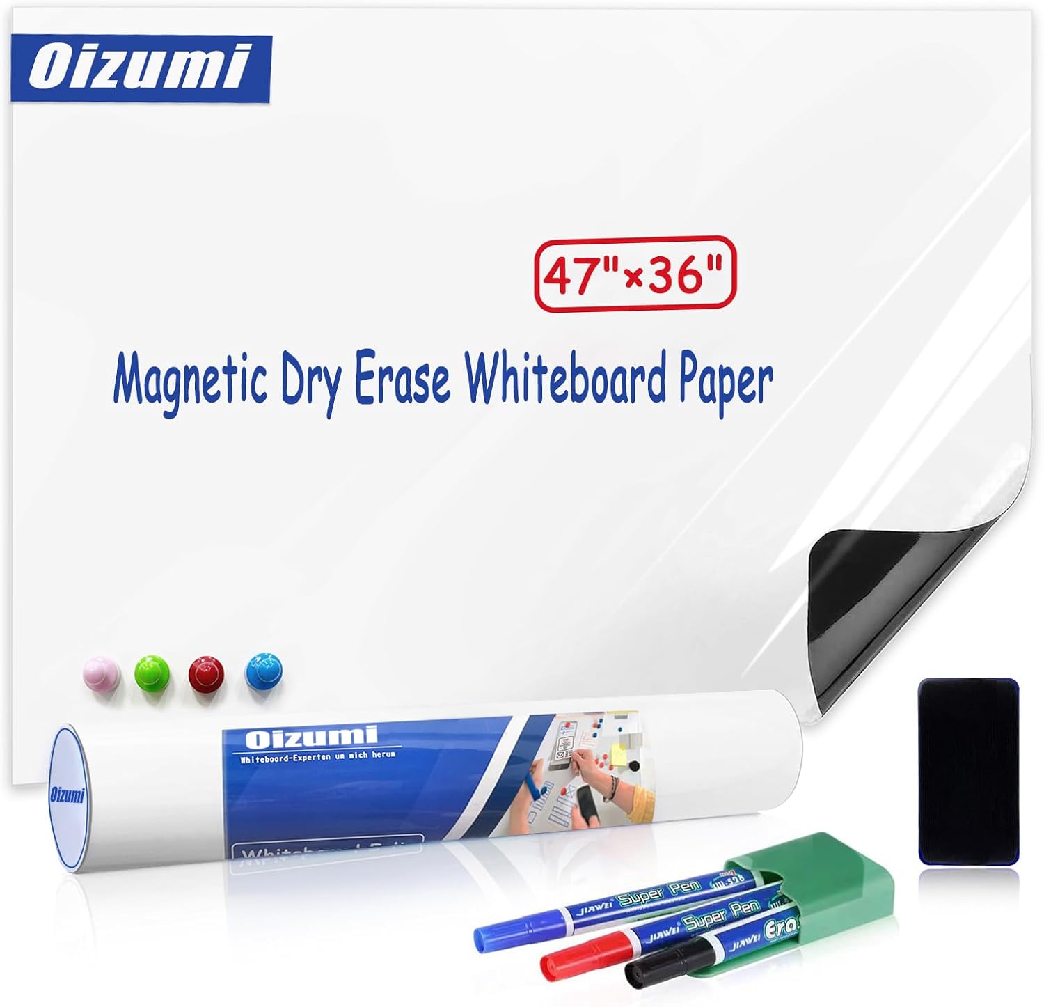 Magnetic Whiteboard Paper, 36" x 48" Self Adhesive White Board for Wall,White Board Dry Erase Sticker for Home Office School,Great for Bulletin, to do List,Family Graffiti wall
