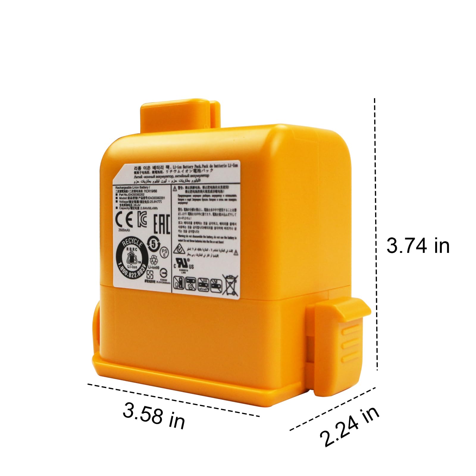 EAC63382201 Batteria per LG Cord Zero A9 A9+ A916 A916BM A9MAX A9K-CORE A958 A958SA A958SK A9M A905M A9MULTI A9PETNBED A905RM A907GMS A908MVR A9ESSENTIAL Vacuum EAC63758601 EAC63382202 MEV65921201
