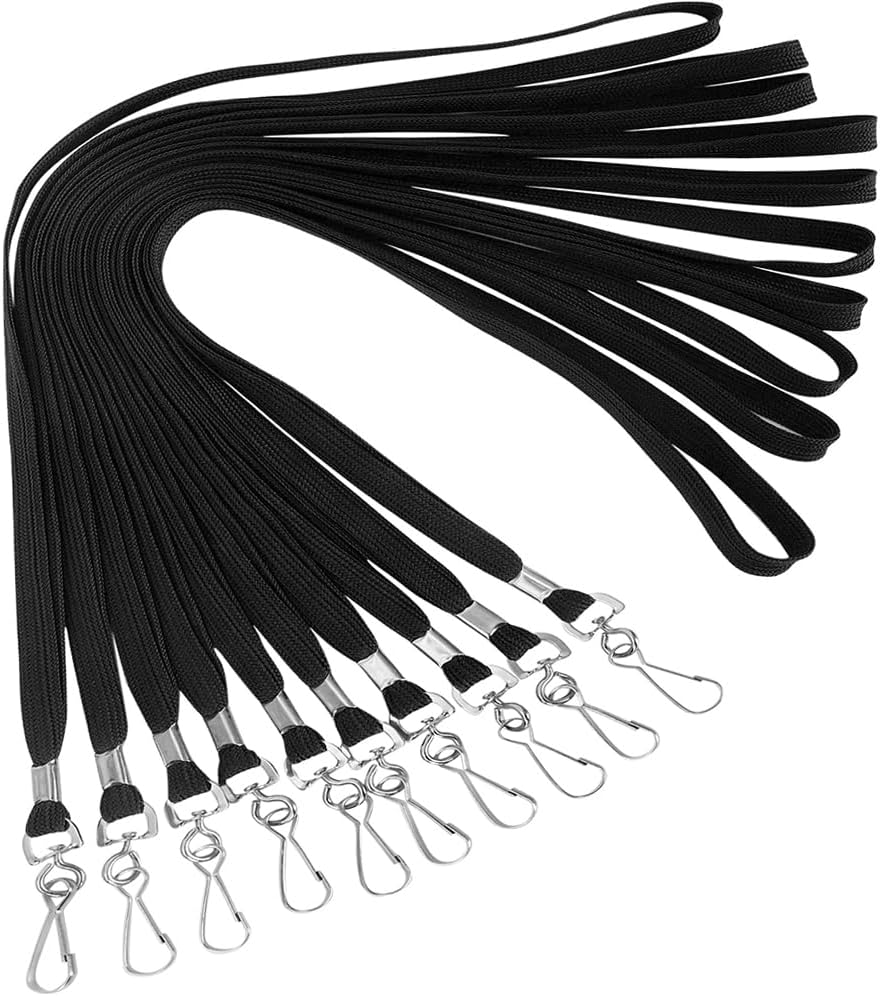 Lanyards for Id Badges 100 Pack Bulk Lanyard with Clip Swivel Hooks for Name Tag ID Badge Holder, Employees, Students, Attendees (100, Black)