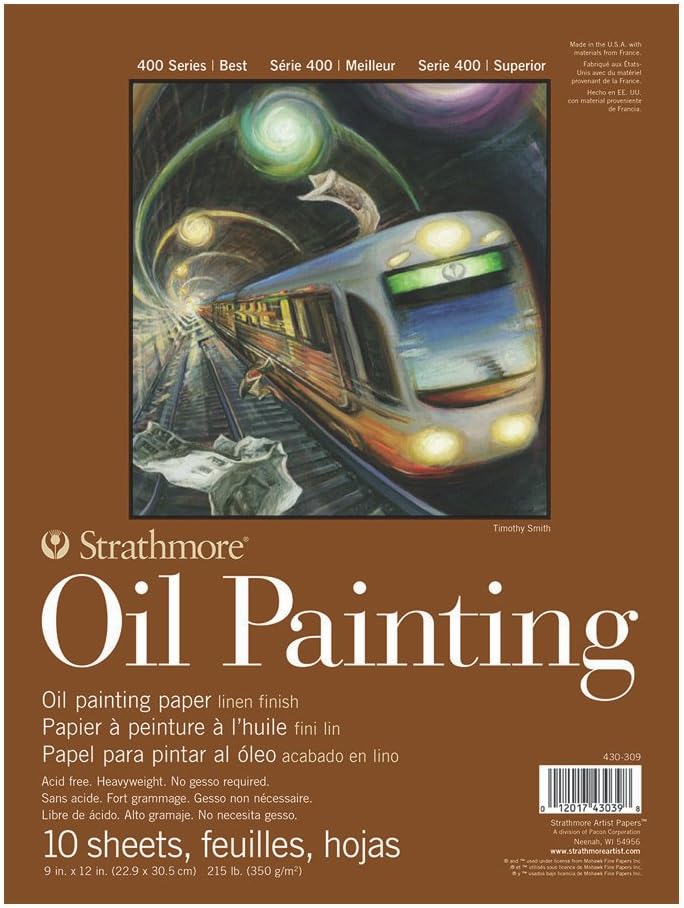 Strathmore (430-309) 400 Series Oil Painting Pad, 9" x 12", Natural White, 10 Sheets