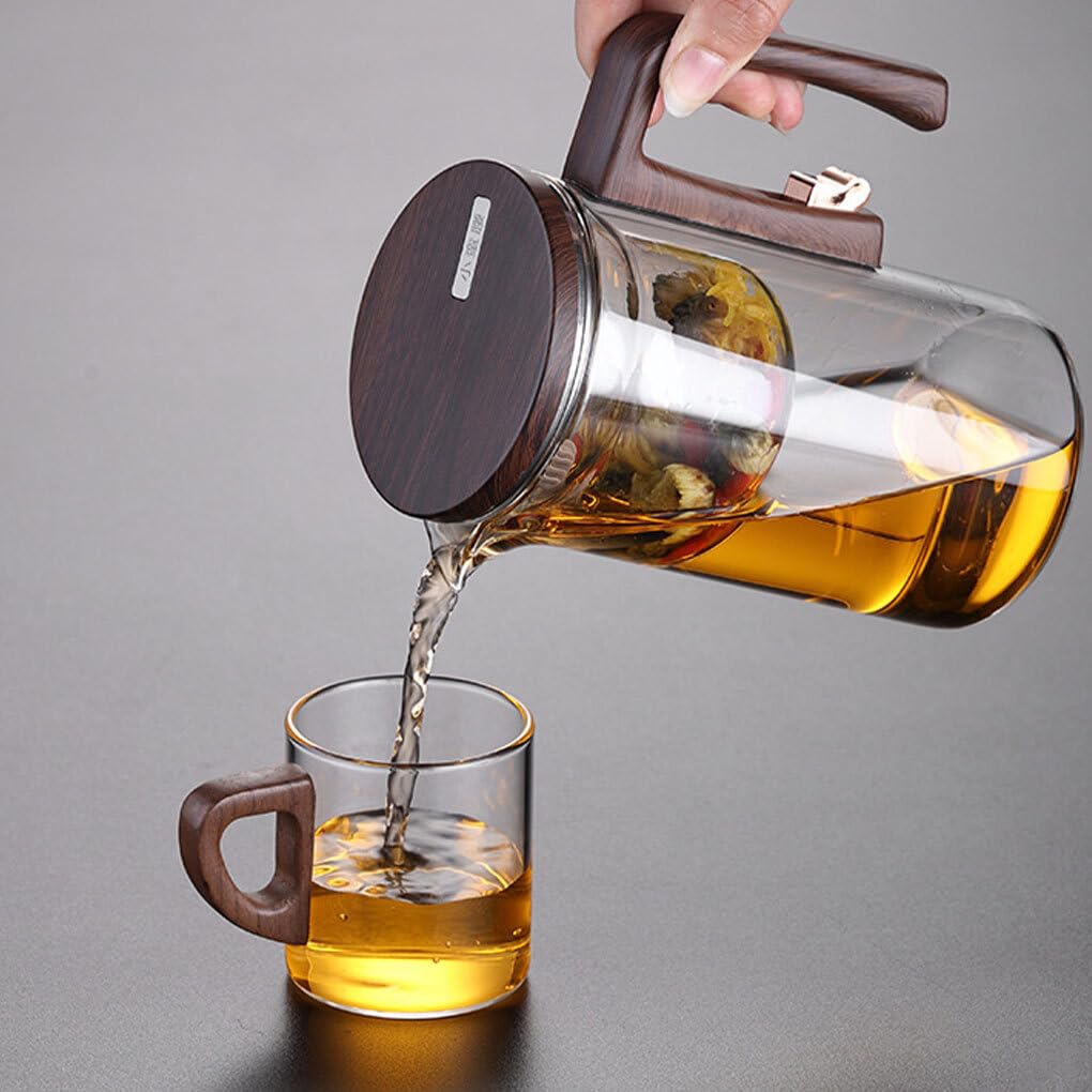 Teekanne mit Sieb, magnetischer Filter, Glaskanne zum Aufbrühen von Tee, einfache Schalter Glas Teekanne mit Sieb, klare Teekanne, Grau, 520 ml