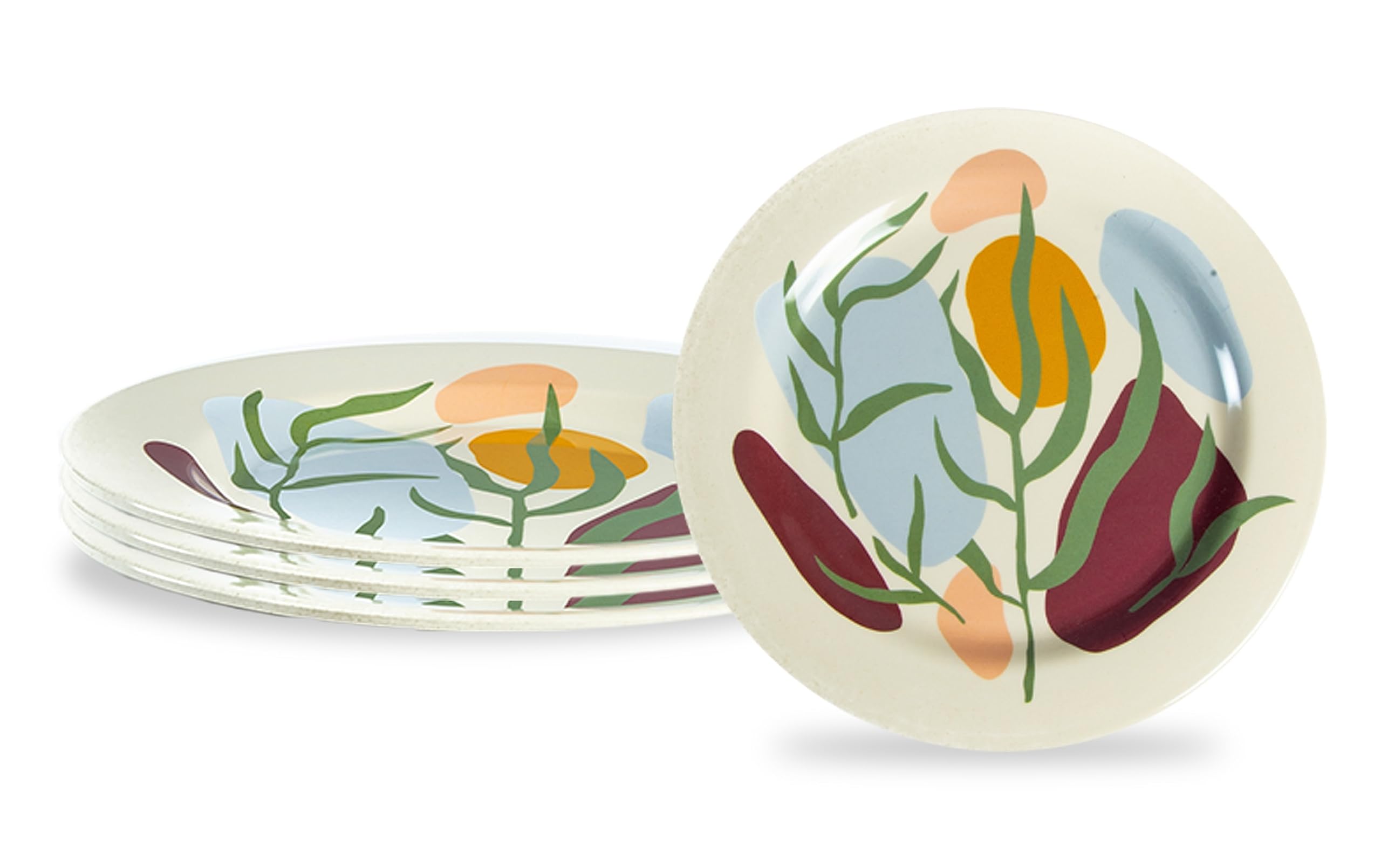 Truly Eco 100% Natural 9" Green Floral Design Round Bamboo Plate | Ideal for Dinner Lunch Brunch Breakfast & Parties | Sturdy Durable Stain Proof Dishwasher Safe Break-Resistant (Set of 4) (B0D2G4W5H2) Amazon Price History, Amazon Price Tracker
