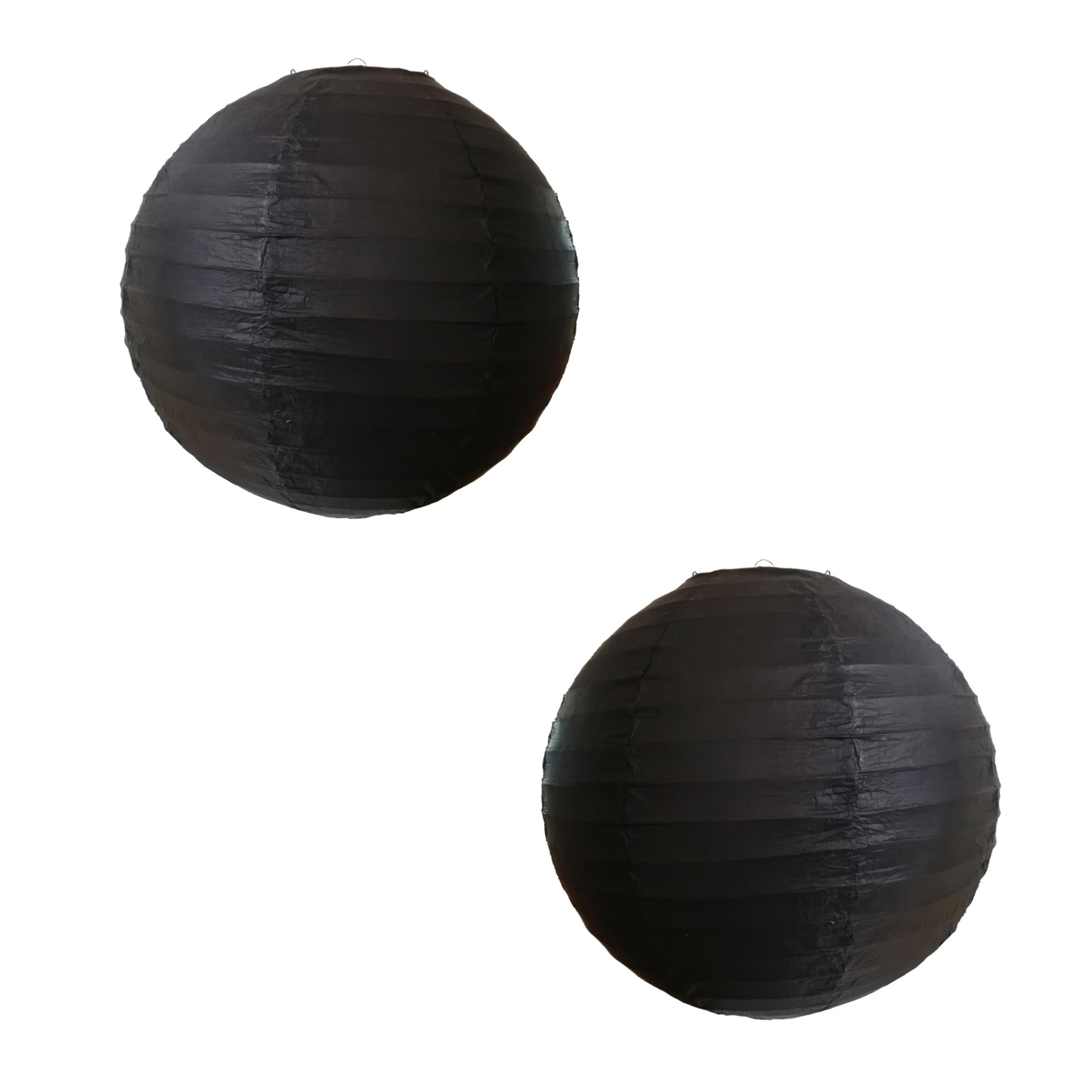 Loxton Lighting Pack of 2 Coloured Wire Paper Lantern Shade Pendants (14inch 35cm Dia) (Black)