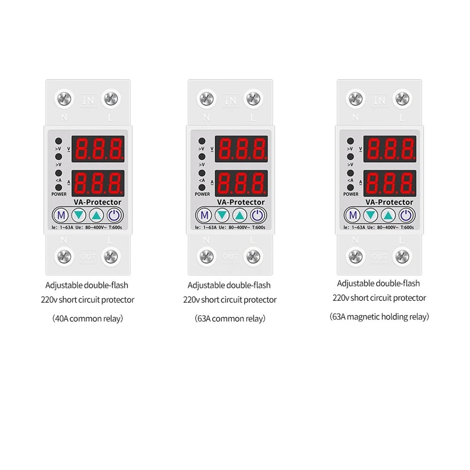 Relè di tensione digitale regolabile 40A/63A 220V Limite di protezione da sovratensione for interruttore domestico Protezione da sovracorrente e sottocorrente(63A)