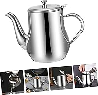 Vista 5 de Olla de aceite de acero inoxidable para jarabe, contenedor de grasa, contenedor de crema, dispensador de aceite con tapa, olla de aceite