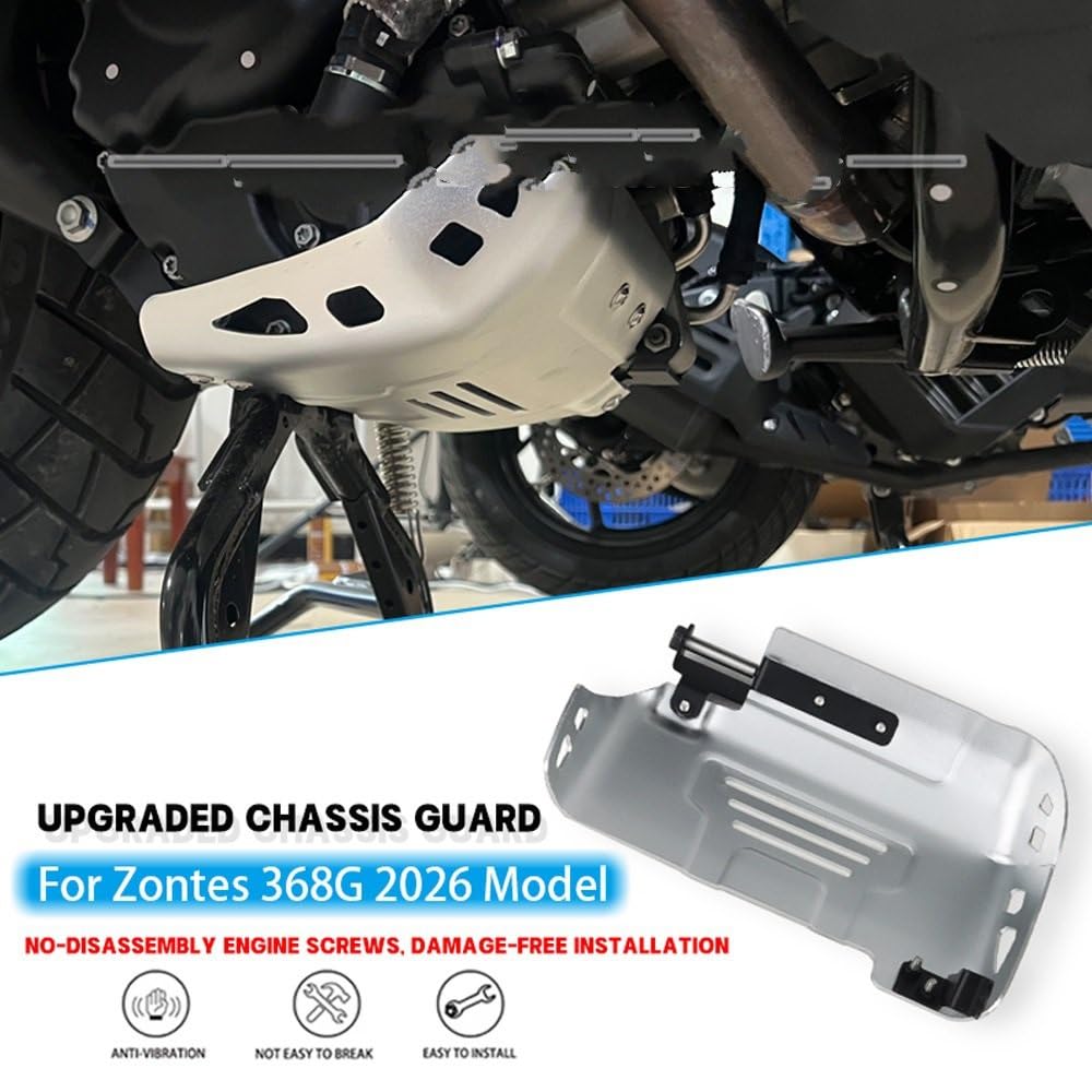 Protector de motor Adatto per ZONTE 368G 2026-Protezione del telaio del motore modificata Copertura in lega di alluminio Protezione sottoscocca(Silver)