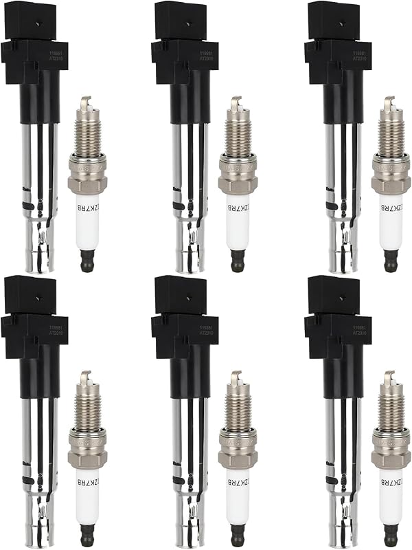 Kit de bobinas de ignição ECCPP UF616 com velas de ignição de irídio e níquel 7090 – 6 bobinas e 6 velas