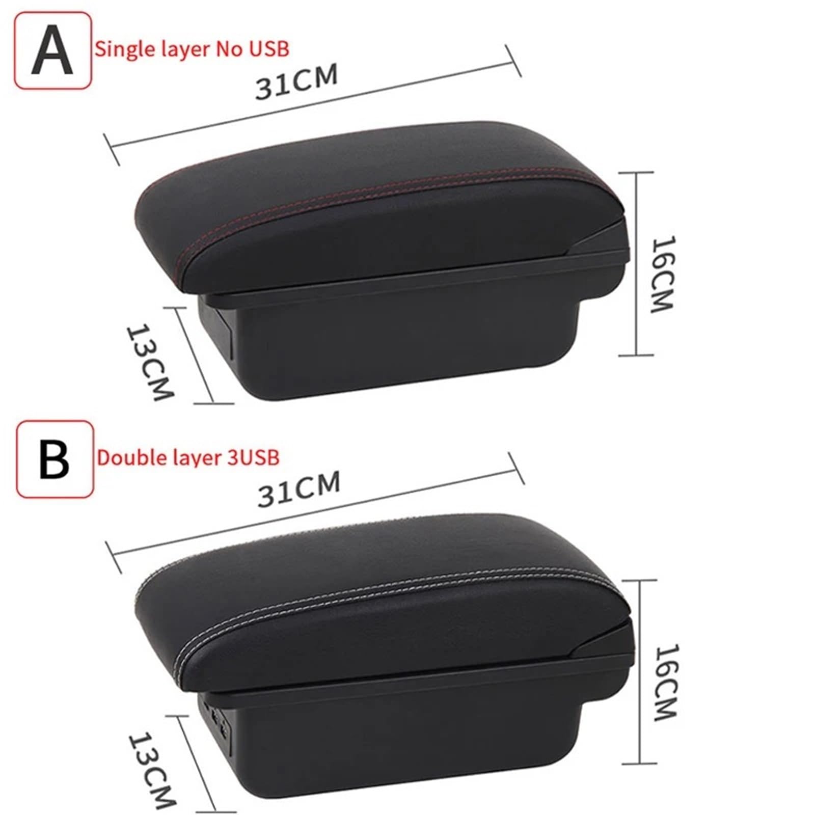 Reposabrazos Central Para Peugeot 307 2001-2008 Caja Almacenamiento Especial Para Reposabrazos Apoyabrazos capa Doble Caja(A Black line NO USB)