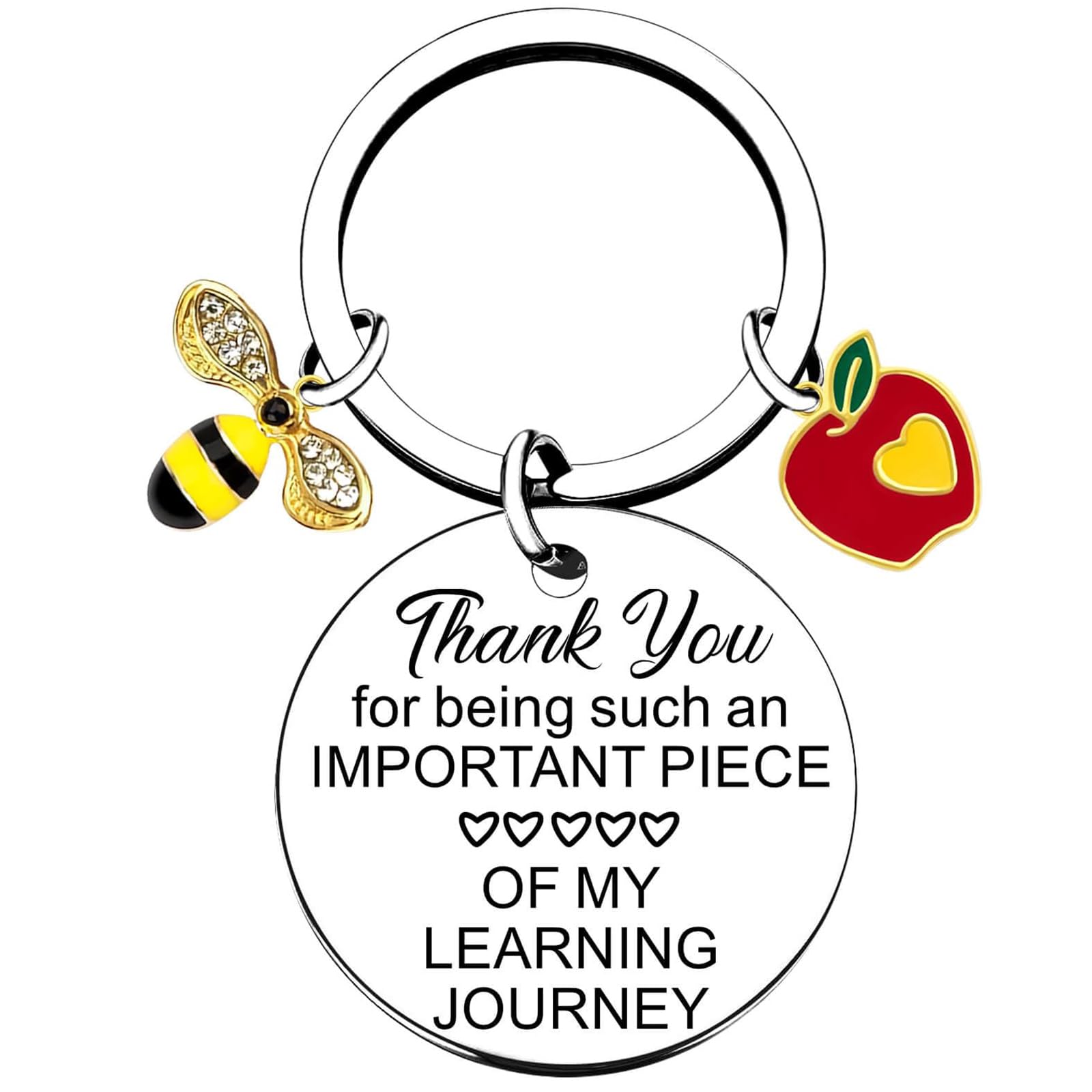 Yunvisty Teacher Gifts Keyring Bees Apple Leaving Gifts For Colleagues Women Thank You Gift For Women Men Teacher Keyring Thank You For Being Such An Important Piece Of My Learning Journey